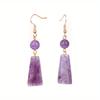 Natural Stone Pendent Drop Earring Trapezoid Shape Long Dangle Earring LapisLazuli AmethystStone Bead Eardrop JewelryGift 1 Pair