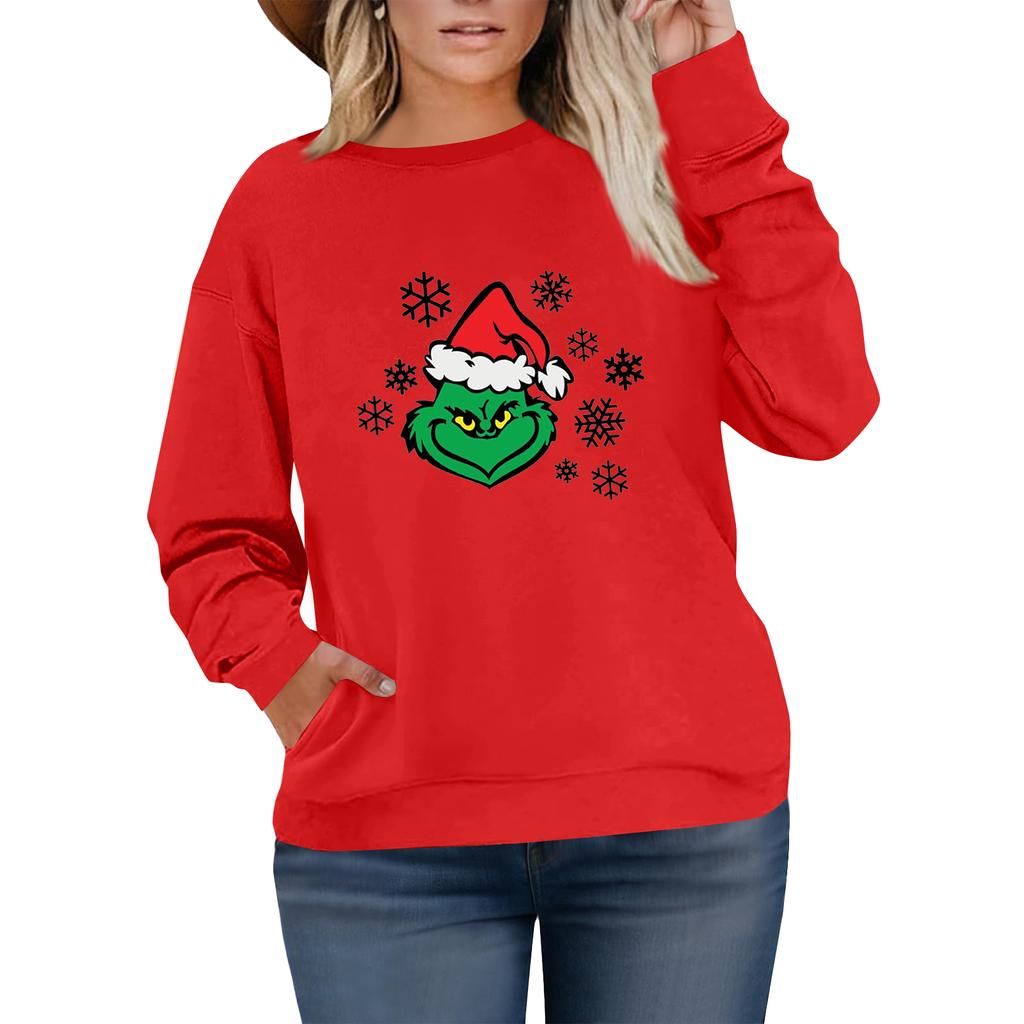 Women's Fashionable Casual Plus-Size Long Sleeve Pullover Printed Sweatshirt