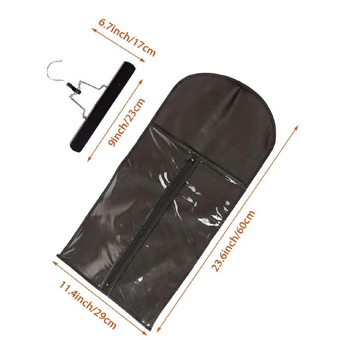 3 Pcs Hair Extension Storage Bag, Hair Extensions Holder with Hanger, 11.4 * 23.6 inches, Portable Wig Bags Storage with Transparent Zipper Closure