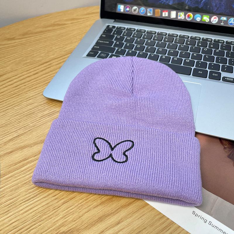 

Bow wool hat female autumn and winter cartoon cute versatile pile cold hat hat show face small yuppie knitted hat One Size