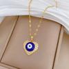 Heart Evil Blue Eye Necklace for Women Turkish Gold Color Pendant With Crystal Woman's Collars 45cm Long Stainless Steel Chains