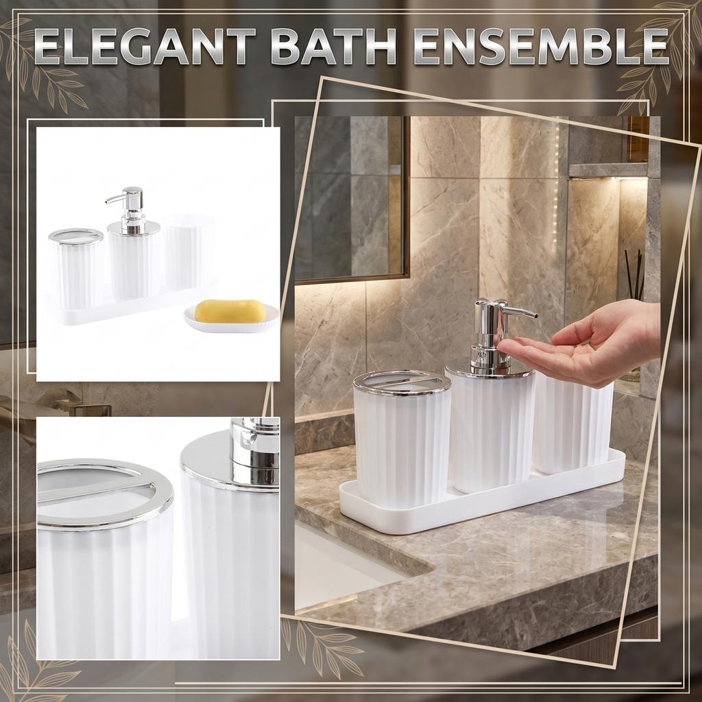 Bathroom Accessory Set Includes Soap Dispenser Tumbler Toothbrush Holder and Soap Dish with Electroplated Finish Durable and Functional Design