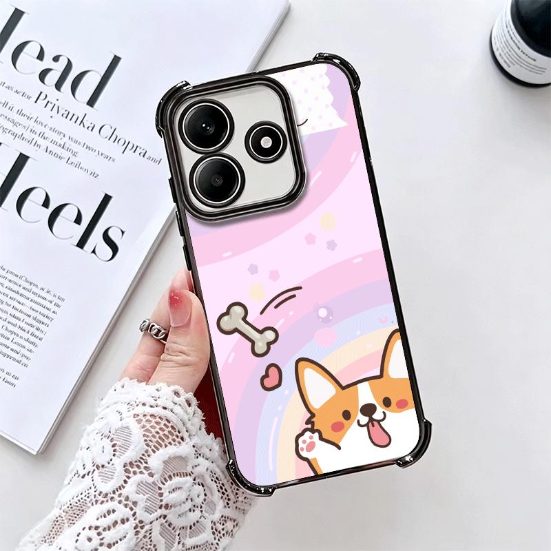 Corgi Hund Süß Vergoldet Handyhülle Für Xiaomi Redmi Note 14 15 Pro Plus 13 12 11 11S 11T 10 9S 9 5G Sturzfest Airbag Abdeckung
