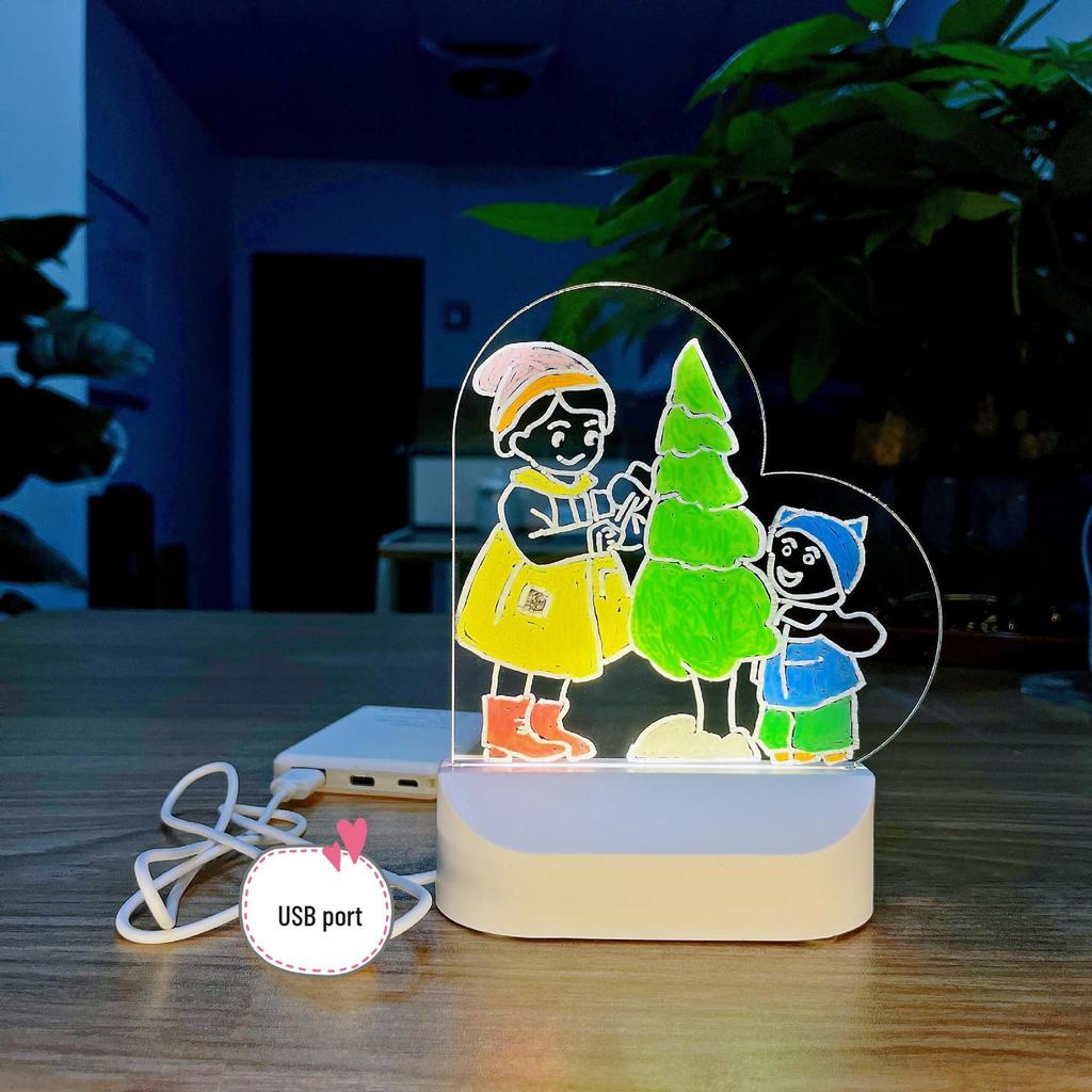 Erasable LED Luminous Graffiti Board for Kids - DIY Hand-Painted Transparent Drawing Light