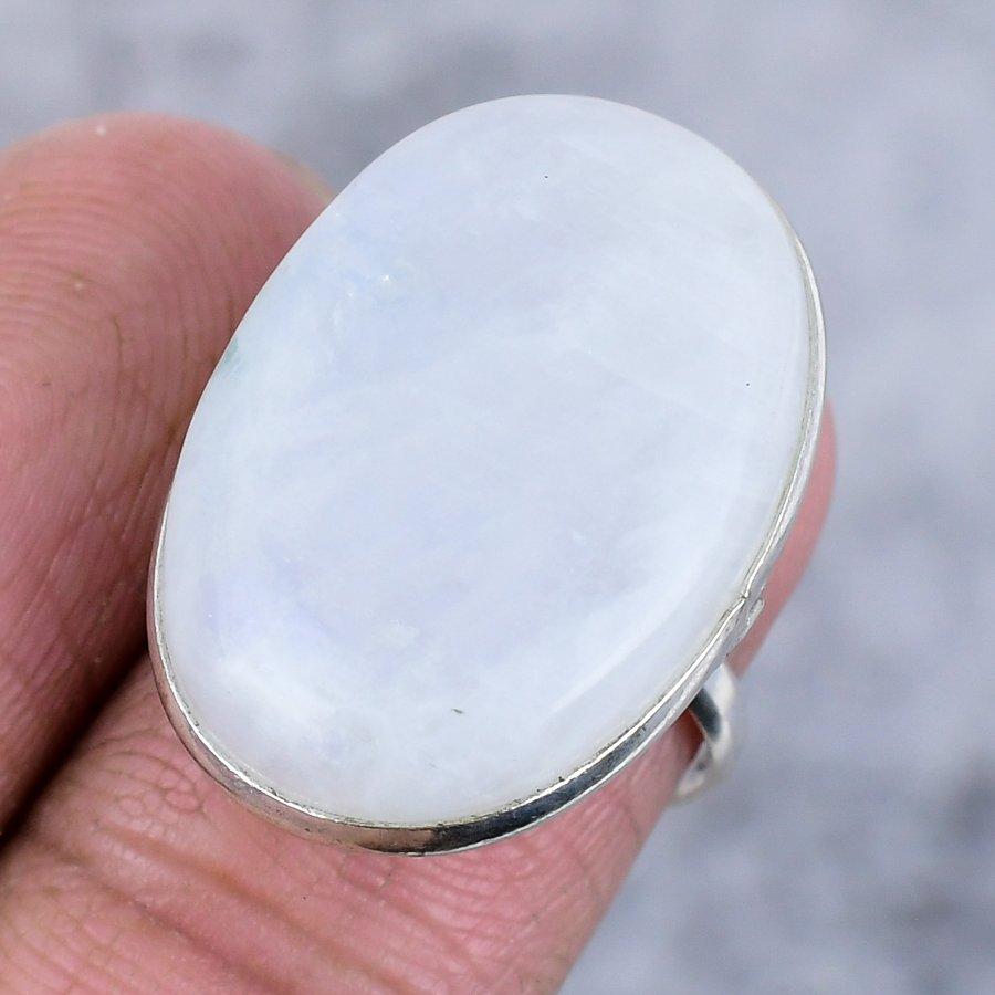 Rainbow Moonstone Handmade 925 Sterling Silver Jewelry Ring Size 7 O2r78