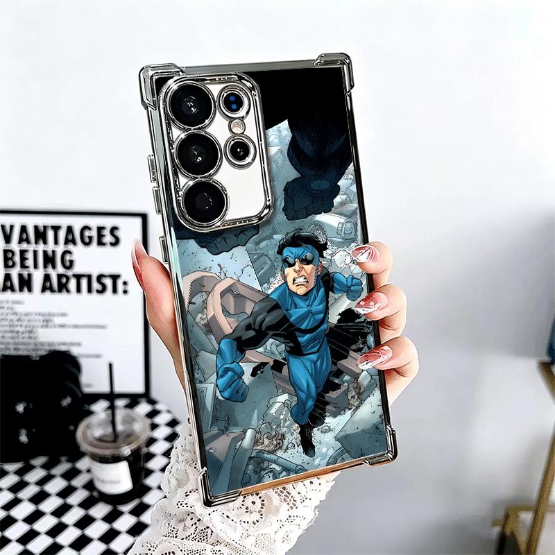 I-Invincible Anime Plating Phone Case For Samsung Galaxy S24 S25 FE S26 Edge S23 Ultra S22 S21 Plus S20 Anti-Fall Airabag Cover