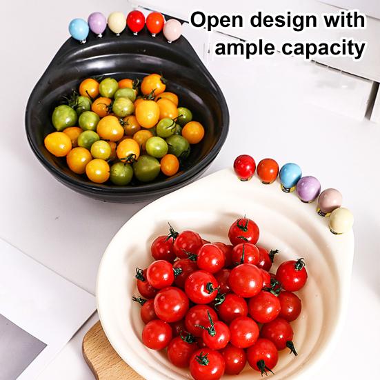 Fruit Bowl with 6 Colorful Fruit Forks Large Capacity Spiral Bottom Bowl with Fork Storage Hole for Snacks And Parties