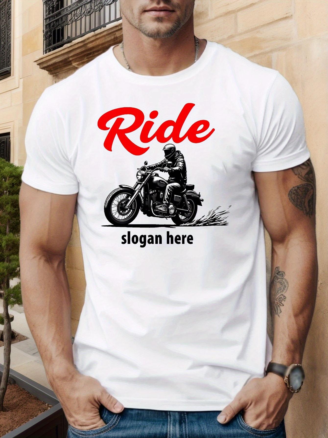 lie 717 Motorcycle Graphic T-shirt - Navy Blue Cotton Blend Tee with Ride Design XXL