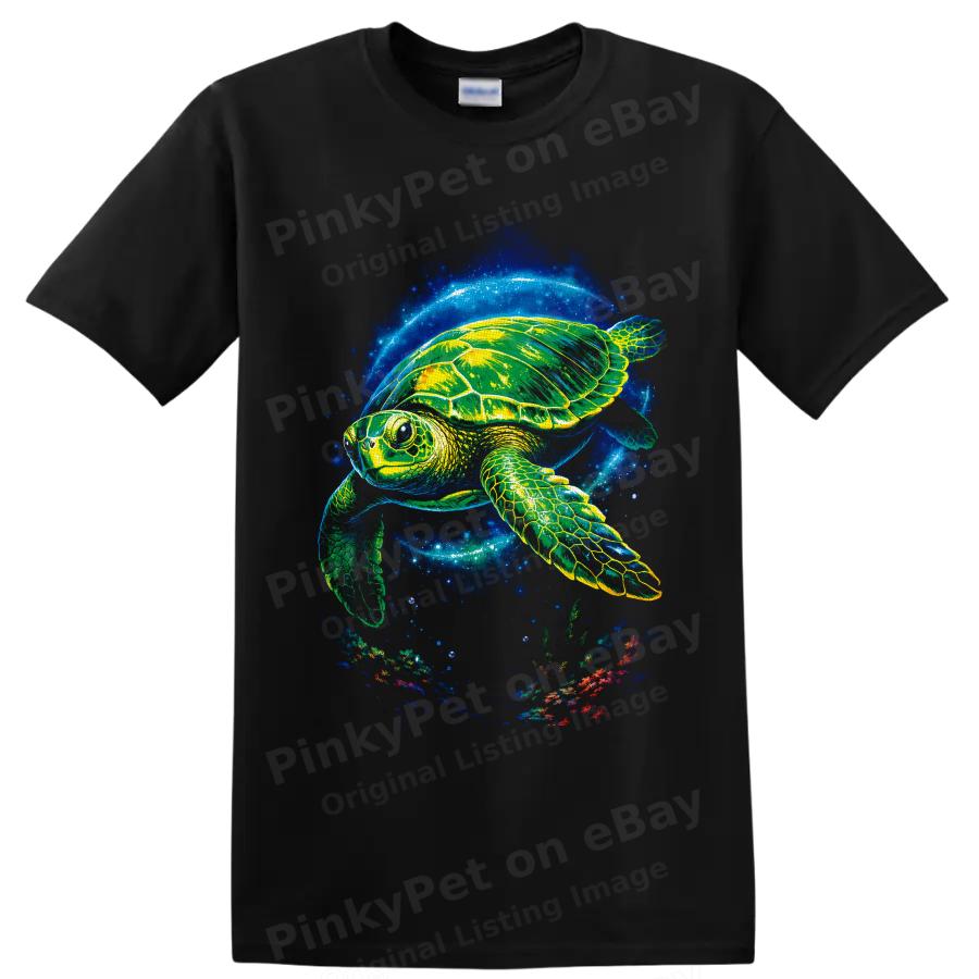 Sea Turtle T Shirt Neon Ocean Wildlife Cosmic Reef Diver Gift Graphic Art Tee
