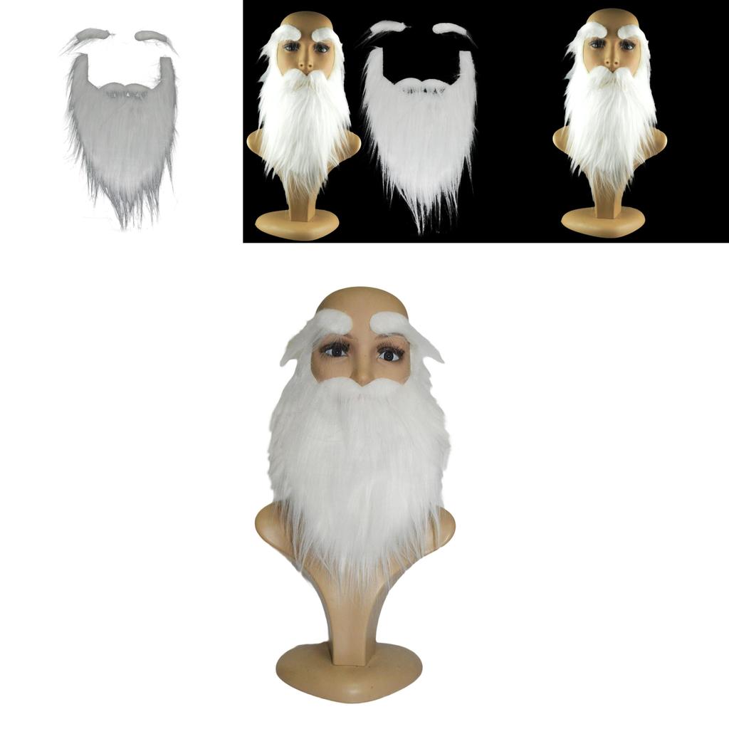 Christmas Santa Costume Accessories With White Faux Beard And Eyebrows For Holiday Party Decor