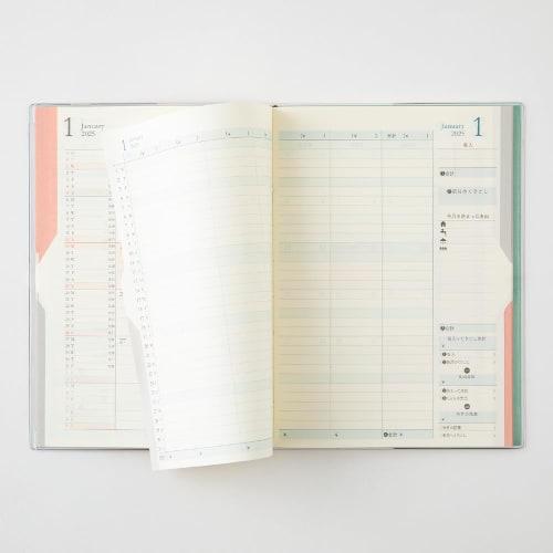 Midori Double Schedule Notebook 2025 B6 Monthly Money Limited Bookmark Included Blue Green 22322006 (Starting in October 2024)