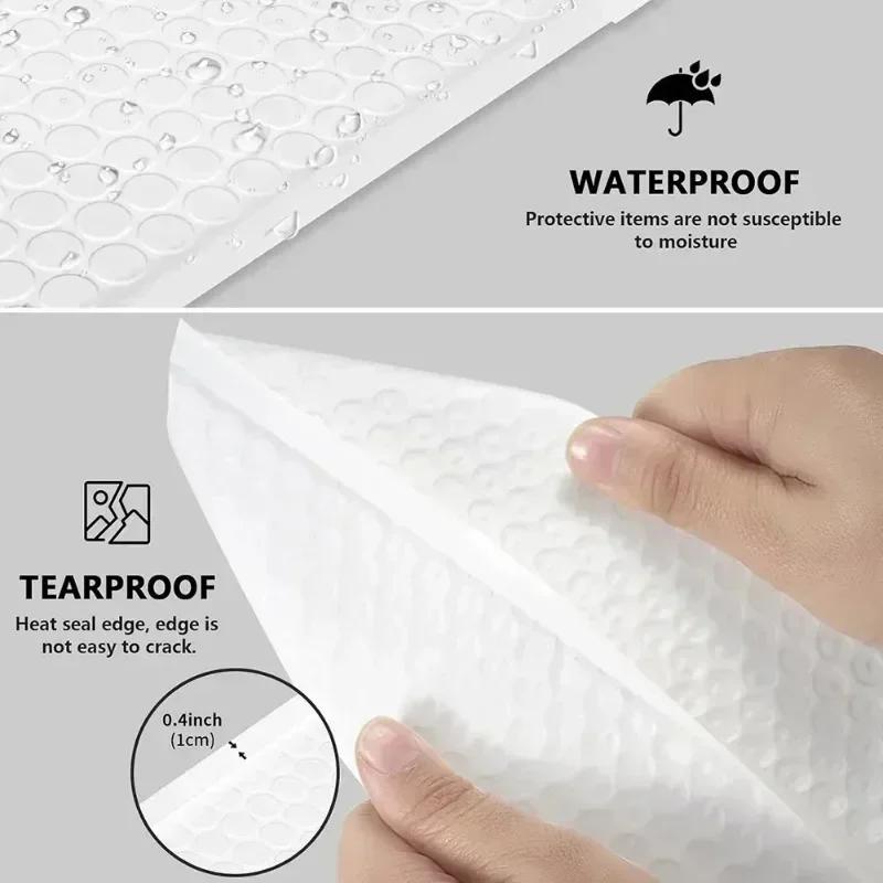 100/10pcs Thickened White Bubble Envelopes Bags Waterproof Self Sealing Shipping Bags Packaging Bag Mailers Storage Organizer