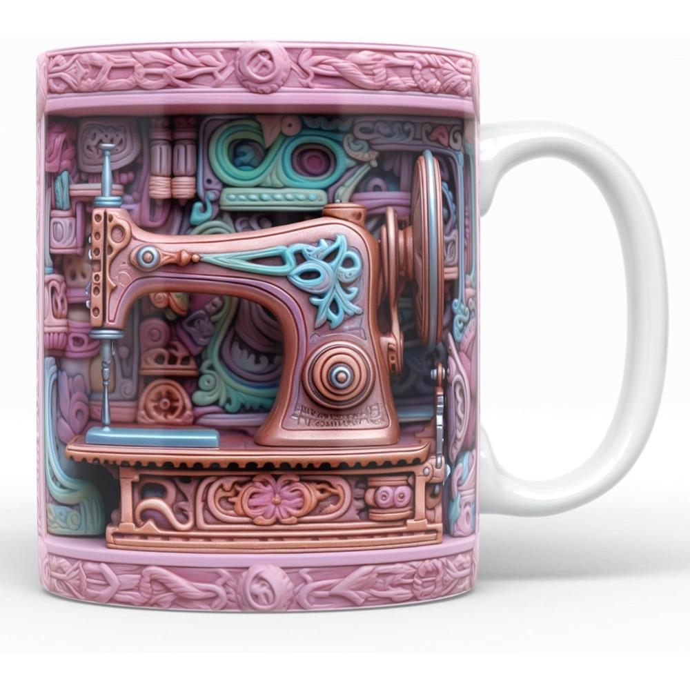 3D Sewing Machine Ceramic Coffee Mark Cup Tea Cup New Birthday Gift