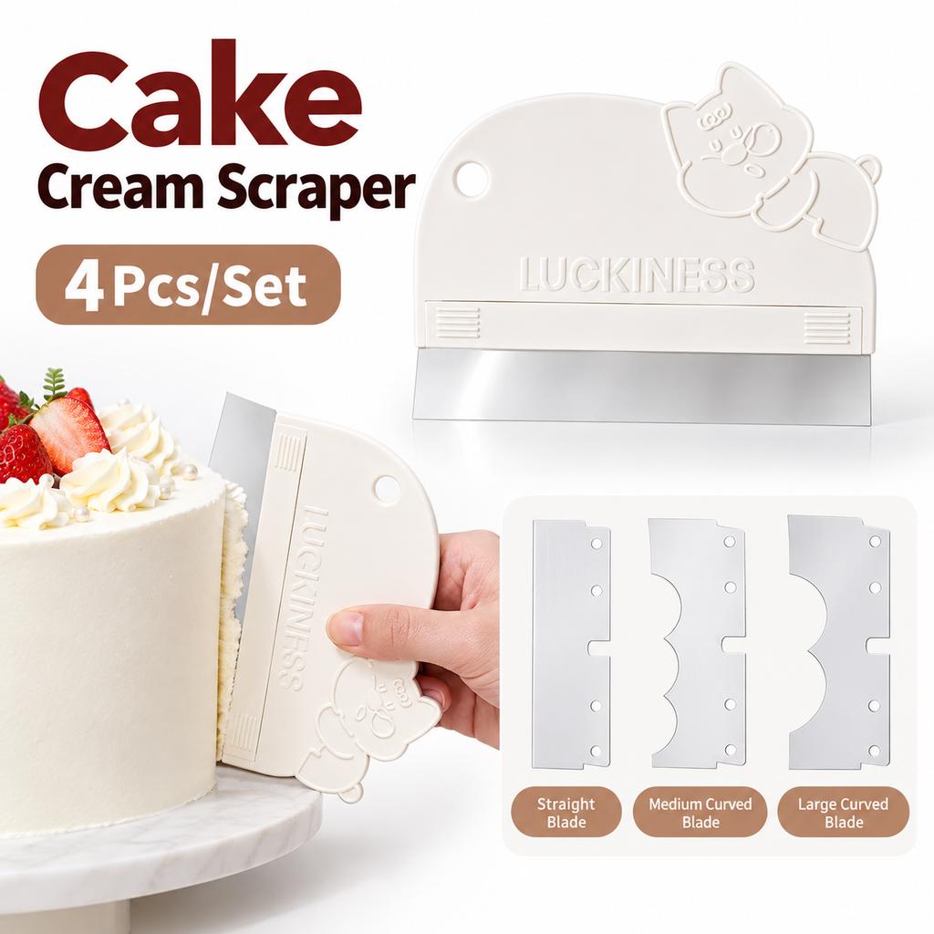 4Pcs/Set Flexible Frosting Smoother Transparent Cake Icing Spatula for Layer Cake Decorating