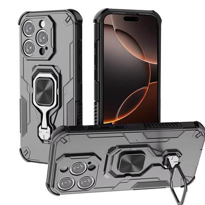 Shockproof Armour Metal Ring Holder Phone Case for iPhone 16 16 Promax 15 14 Plus 13 Pro Max Drop Protection Silicone Hard PC Cover