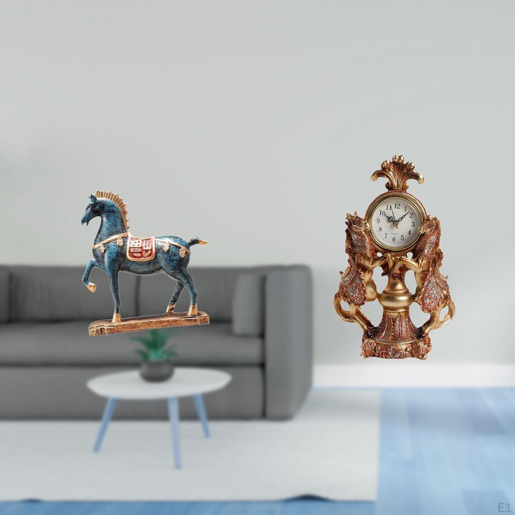 Standing Horse Sculpture Figurine Fengshui Decor for Desk Living Room Bookcase Cabinet Table Shelf