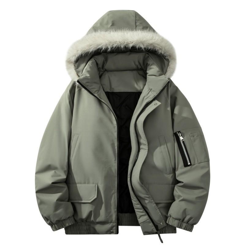 Mens Warm Fleece-Lined Hooded Parka Winter Jacket Oversized Casual Coat Daily Wear