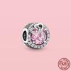 Ciondolo in Argento Sterling 925 Cuore Rosa Fiore Palloncino Infinito Amore Charm Perla Fai da Te Adatto Bracciale Moda Originale Gioielli Donna