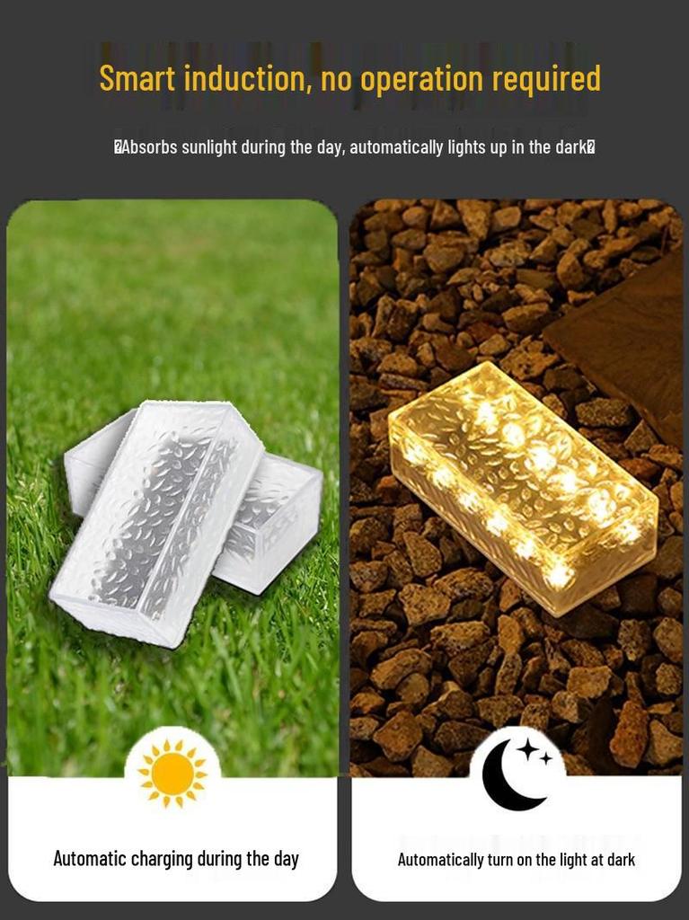 Waterproof Solar Outdoor Villa Courtyard Lamp: Ice Brick Design for Gardens and Balconies