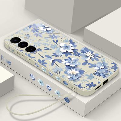 Custodia con Lanyard e Stampa Floreale Per Samsung Galaxy S24 S23 S22 Ultra S21 FE A14 A34 A52 A54 A15 A25 A35 A55 5G A16 A56 S25 Plus S26 Ultra Cover