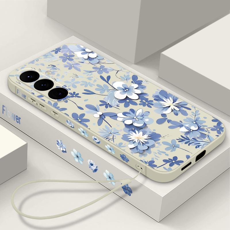 

Чехол-шнурок с цветочным принтом для Samsung Galaxy S24 S23 S22 Ultra S21 FE A14 A34 A52 A54 A15 A25 A35 A55 5G A16 A56 S25 Plus Samsung Galaxy A56 чёрный/белый