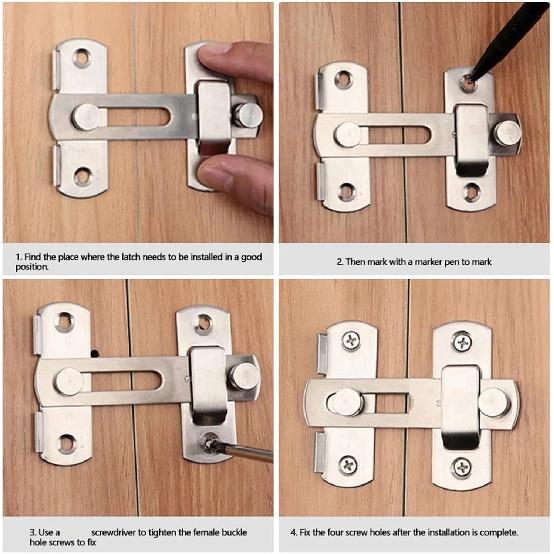 Flip Latch 8 Pcs Stainless Steel Sliding Barn Door Lock Multi-Purpose Hardware Gate Latches Safety Latches for Wooden Furniture Window Closet for