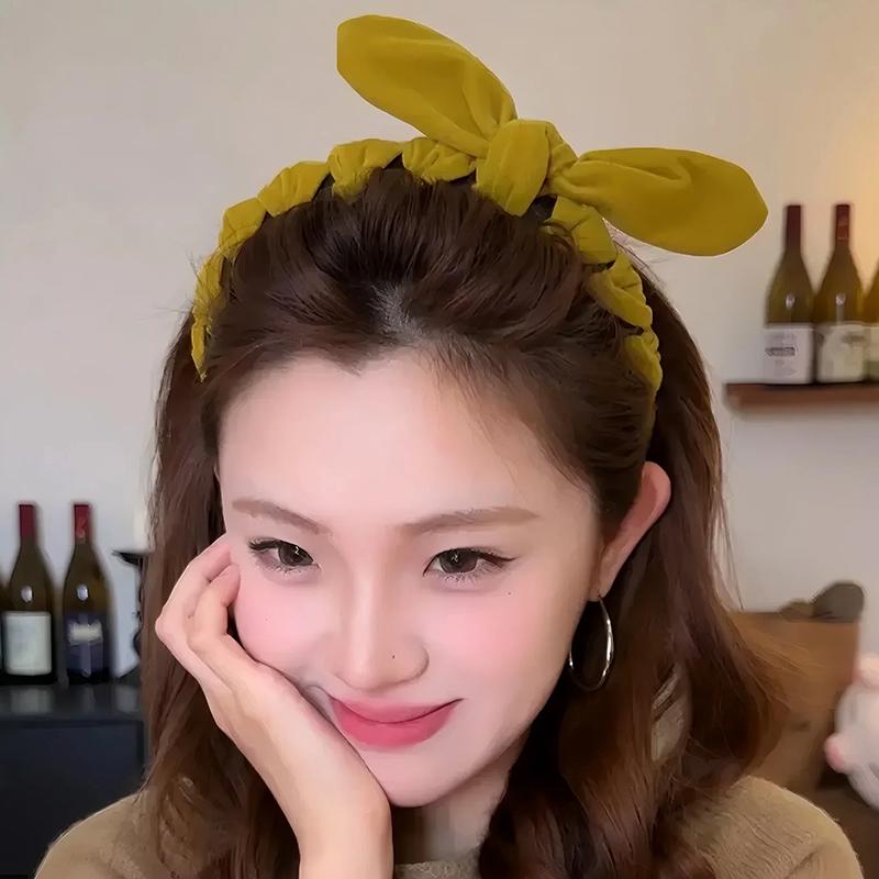 Retro Velvet Bow Headband Temperament High Crown Hair Clip For Women