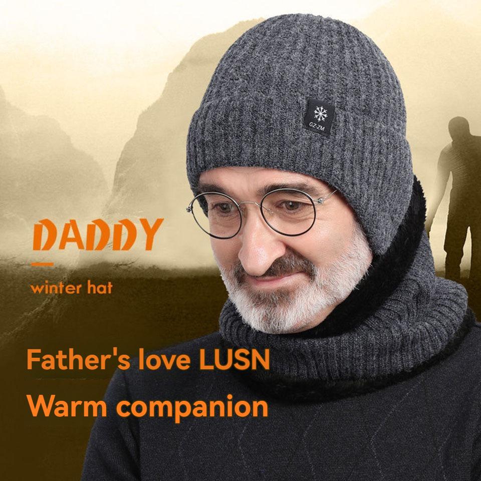 Getinfit 1Pcs Winter Hat Thickened Knit Wool Beanie Comfortable Breathable Warm Ear-Covering Fleece-Lined Beanie Middle-Aged
