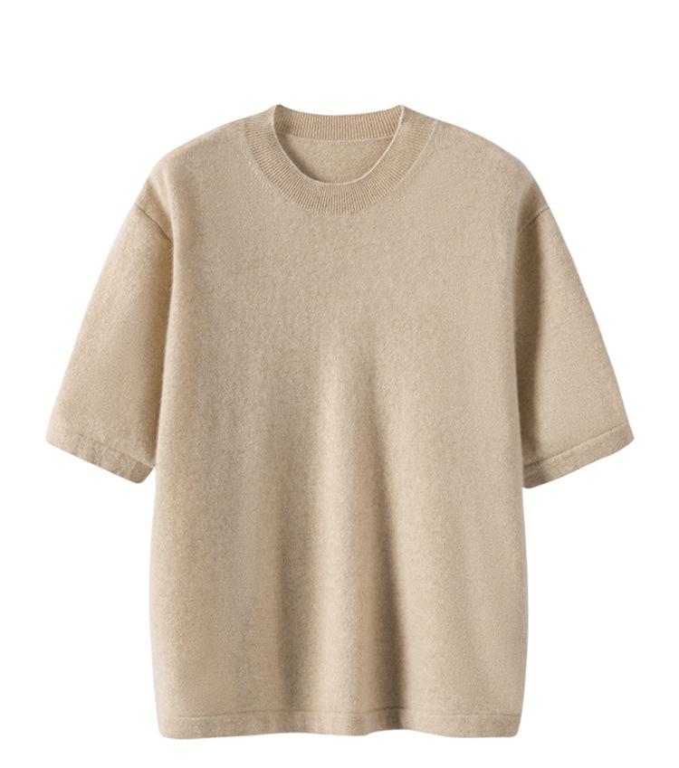 Women's Loose-Fit Cashmere Short Sleeve Knit Pullover