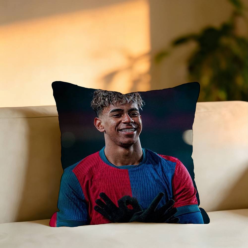 Football Star Lamine Yamal Pillow Case Square DoubleSided Sofa Cushion Cover Bedroom Bedside Pillow