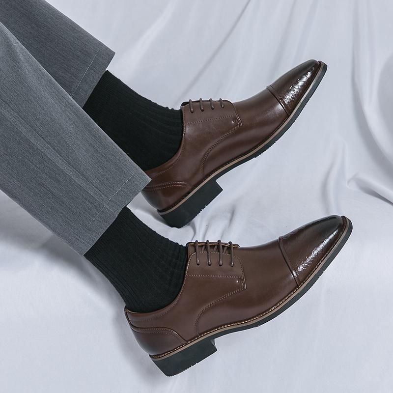 Fashion Classic Business Shoes Men's Brogue Leather Shoes Formal Point-toe Shoes Fashion British Style Shoes Evening Black Dress Shoes