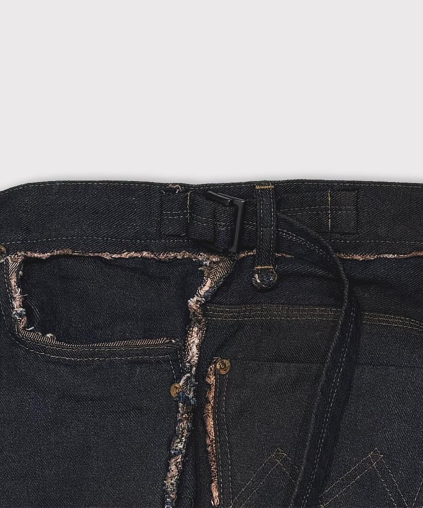 Maineoseu Slash Seam Twist Cargo Jeans(Persimmon Tangy Dyed) - Dust Indigo