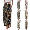 Damen Casual Bedruckte Weite Beine Kordelzug Tasche Strand Lässige Hose