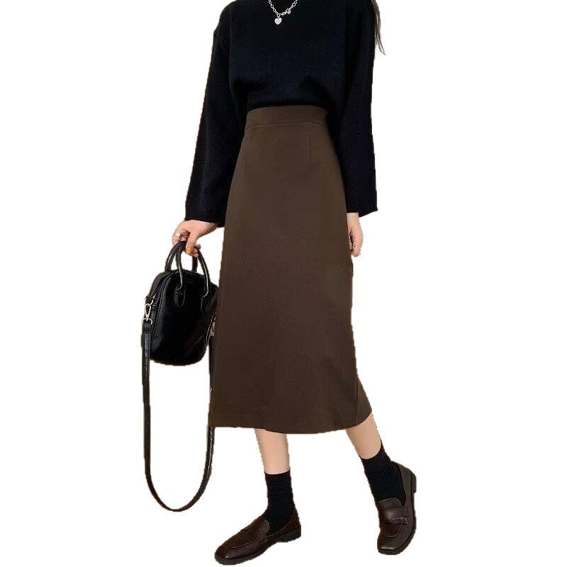Plus Size Elegant A-line Wool Skirt - Korean Retro Style