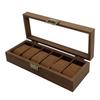 Vintage Wooden 6-Slot Watch Storage Display Box In Black Walnut