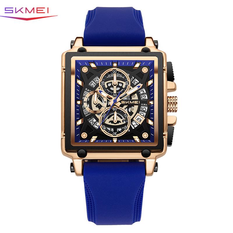

skmei часы квадратные мужские часы полые календарные деловые кварцевые часы студенческие повседневные мужские часы