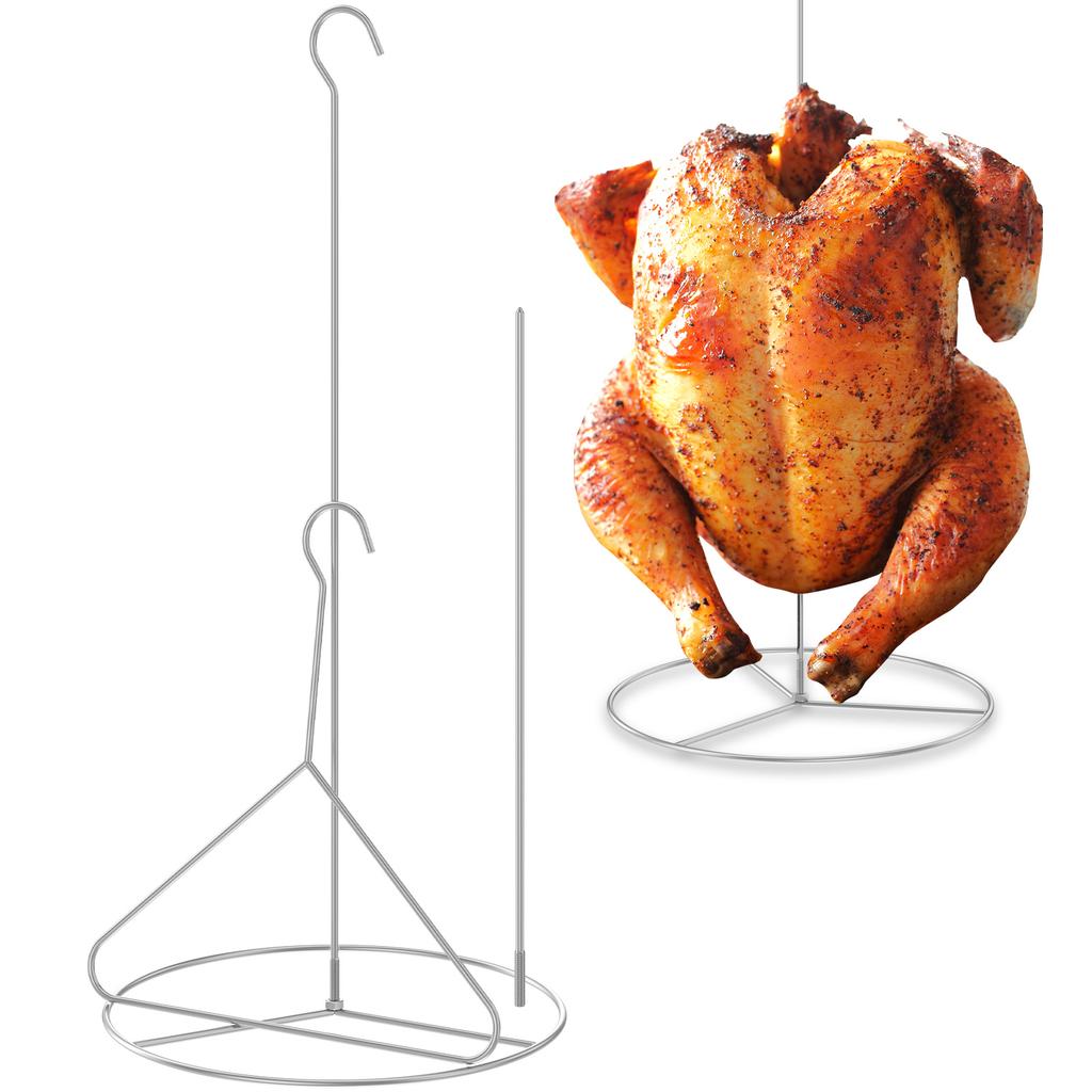 Stainless Steel Turkey Fryer Stand Kit Vertical Chicken Roaster Stand Rack Turkey Fryer Grill Accessories for Deep Fry Pot & BBQ
