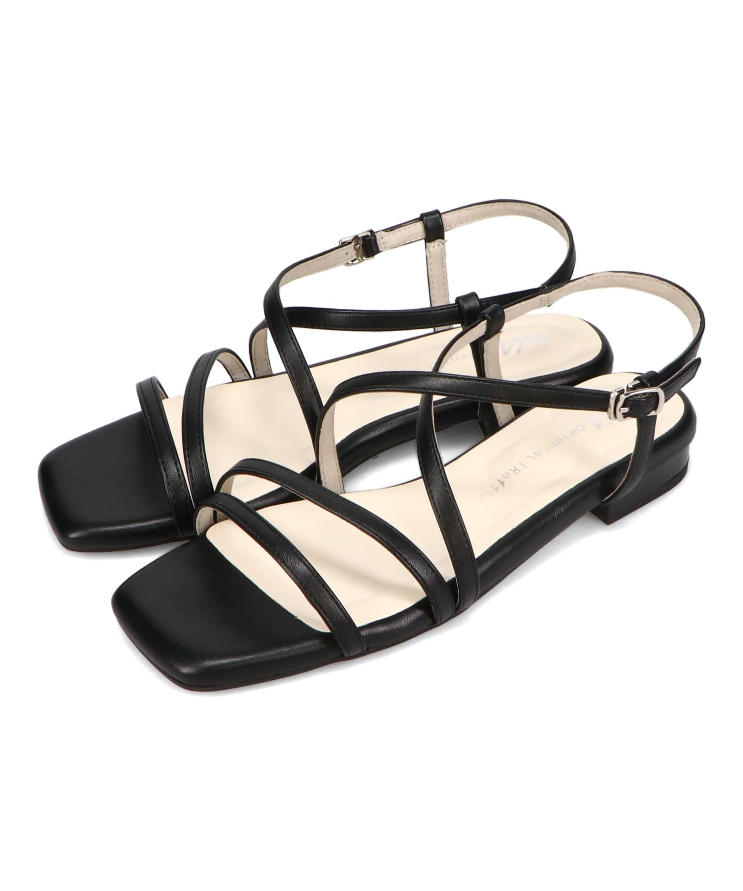 

Narrow Strap Flat Sandals/Women s 52209 BLACK-M