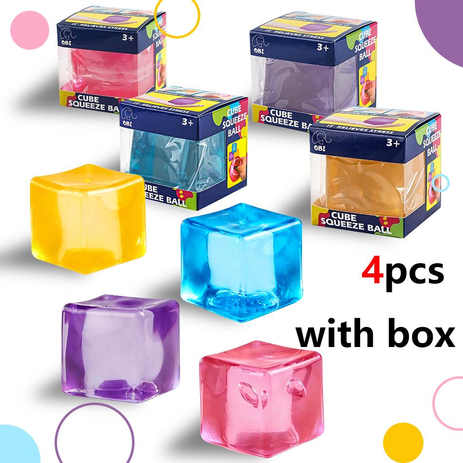 Spielzeug Spielzeug Spielzeug Schöner quadratischer Eis-Stressball Fidget Stressabbau Autismus Sensorisch Weich Knetbar Partygeschenke Geschenke für Erwachsene Kinder