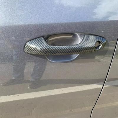 For Kia Rio 4 X-line 2017 2018   ABS Carbon Fiber Black Auto Door Handle Cover Trims Sticker Car Styling Accessories