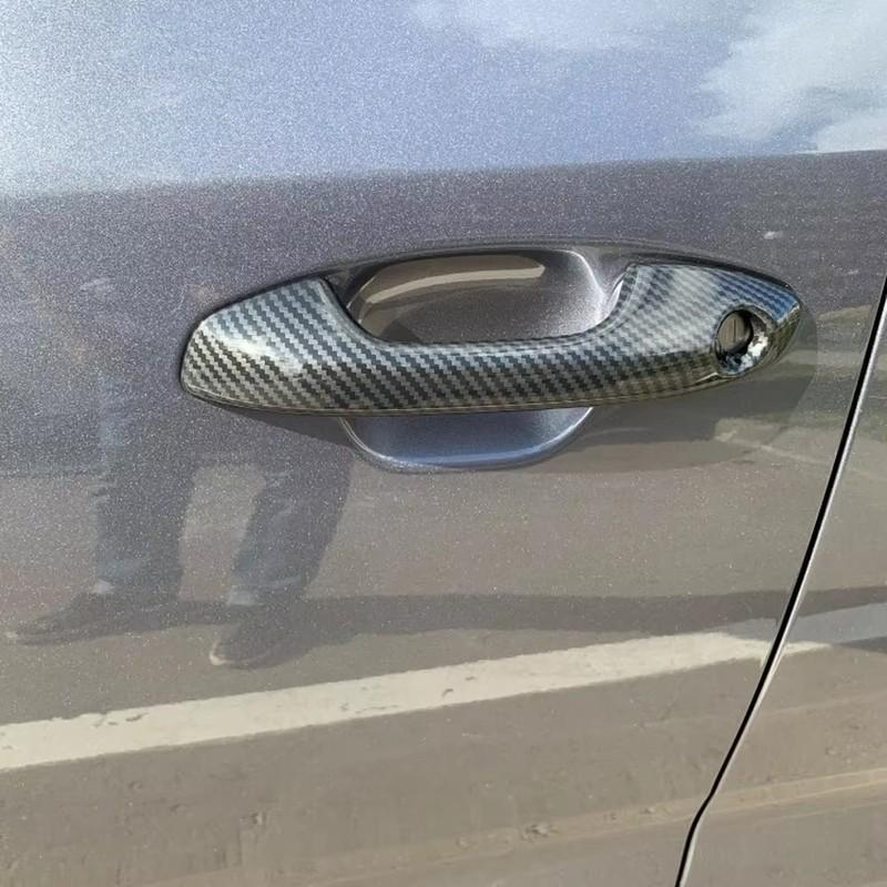Für Kia Rio 4 X-line 2017 2018   ABS Chrom Kohlefaser Auto Türgriff Abdeckung Verkleidung Aufkleber Überlager Styling Zubehör