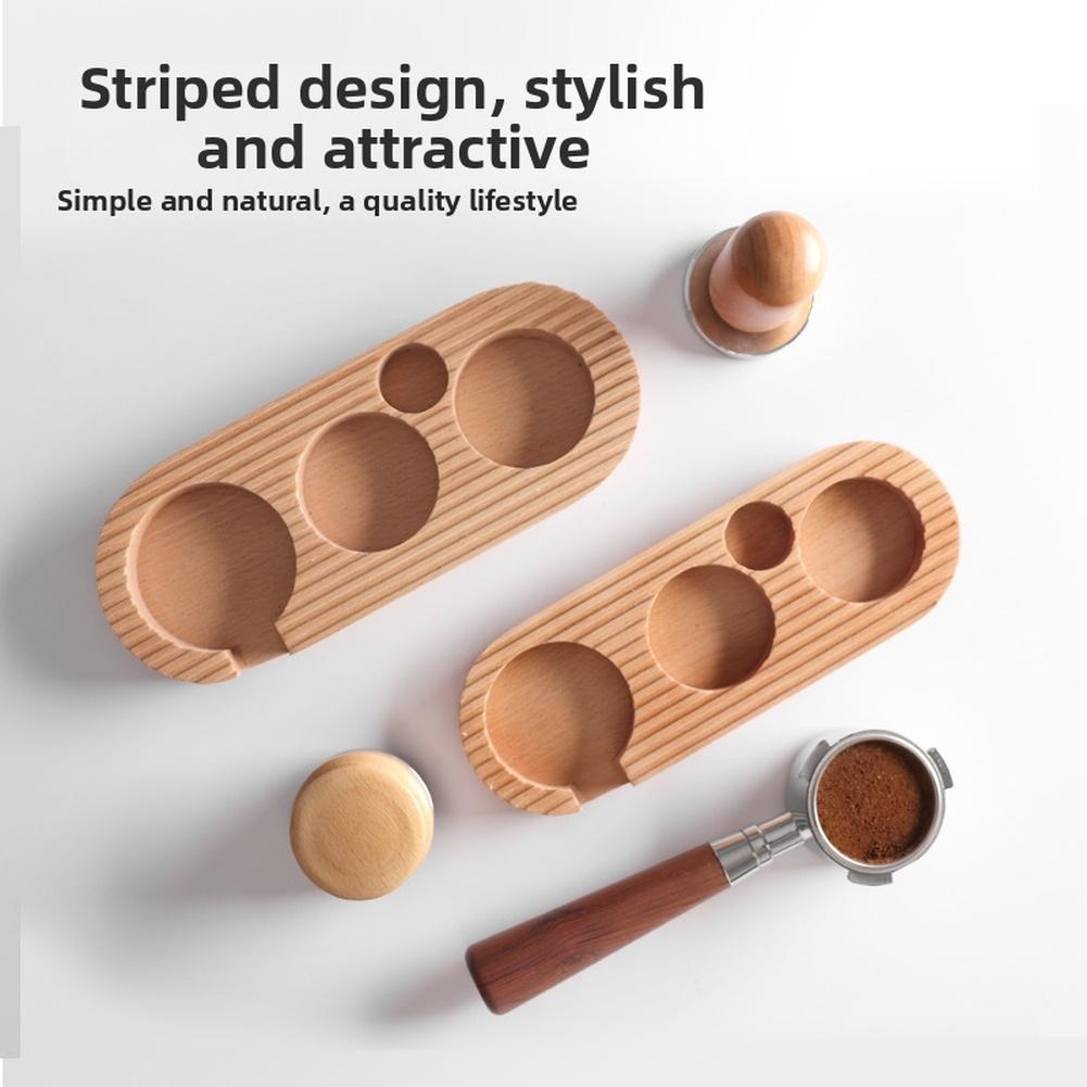 1 PC Coffee Tamper Base Fits 51/53mm And 58mm Coffee Machine Handles Beech Wood Coffees Tamper Stand Base With 4 Slot Bracket