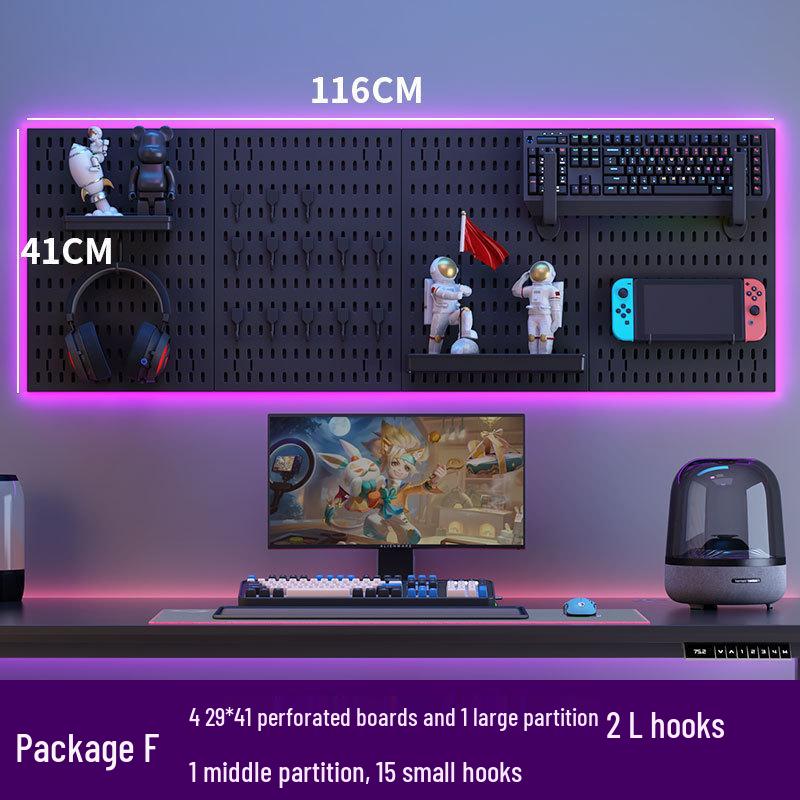 Punch-Free Perforated Board Rack: DIY E-Sports & Study Room Wall Decor for Game Equipment Display