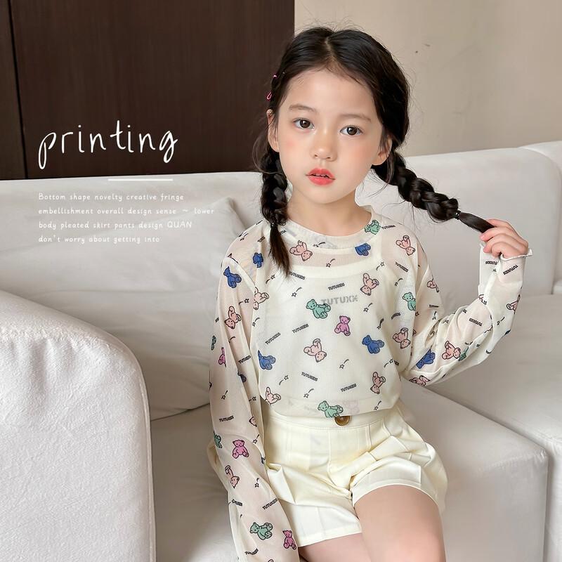 TuTu Xiaoxiang Girls  Cartoon Long Sleeve Sun Protection T-Shirt 120