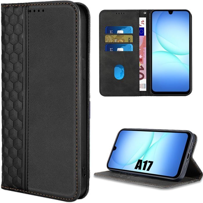 Coque de Téléphone - BOOLING - Samsung Galaxy A17 4G/5G - Cuir Synthétique Motif Mosaïque Noir