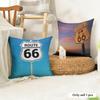 RRoute  Retro Cushion Cover Natural Linen Organic Fabric DoubleSided Printing Couch Pillow Covers Home Decor
