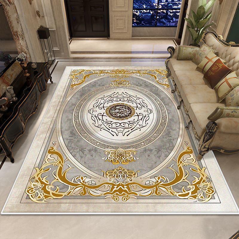 Golden Luxury Decoration Carpet Living Room European Style Large Area Rugs Sofa Area Coffee Tables Bedroom Non-slip Floor Mat