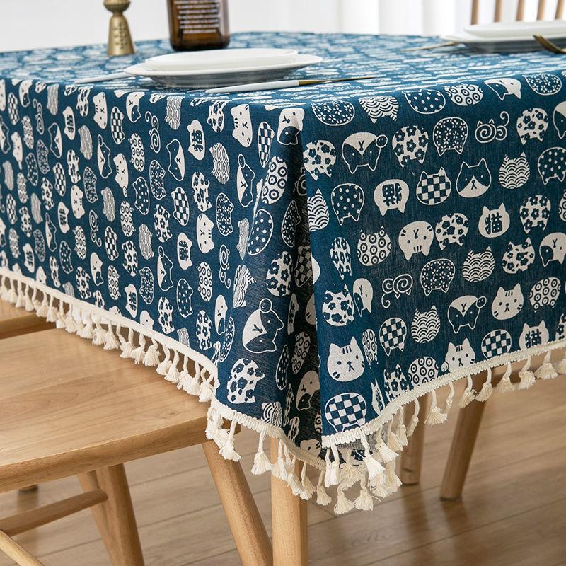 Nordic Cotton Linen Tablecloth Soft Comfortable Durable Waterproof Heat Insulation Square Tassel Trendy Fresh Dining Table Cloth