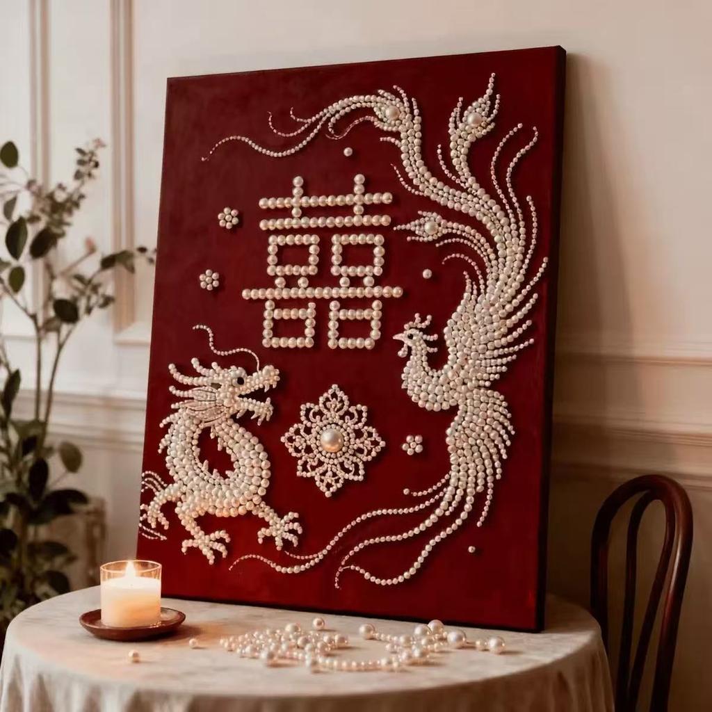 Decorative Painting Material Package, Handmade Diy National Style Ornament, Year Of The Horse Pearl Painting With Photo Frame, Living Room Entrance