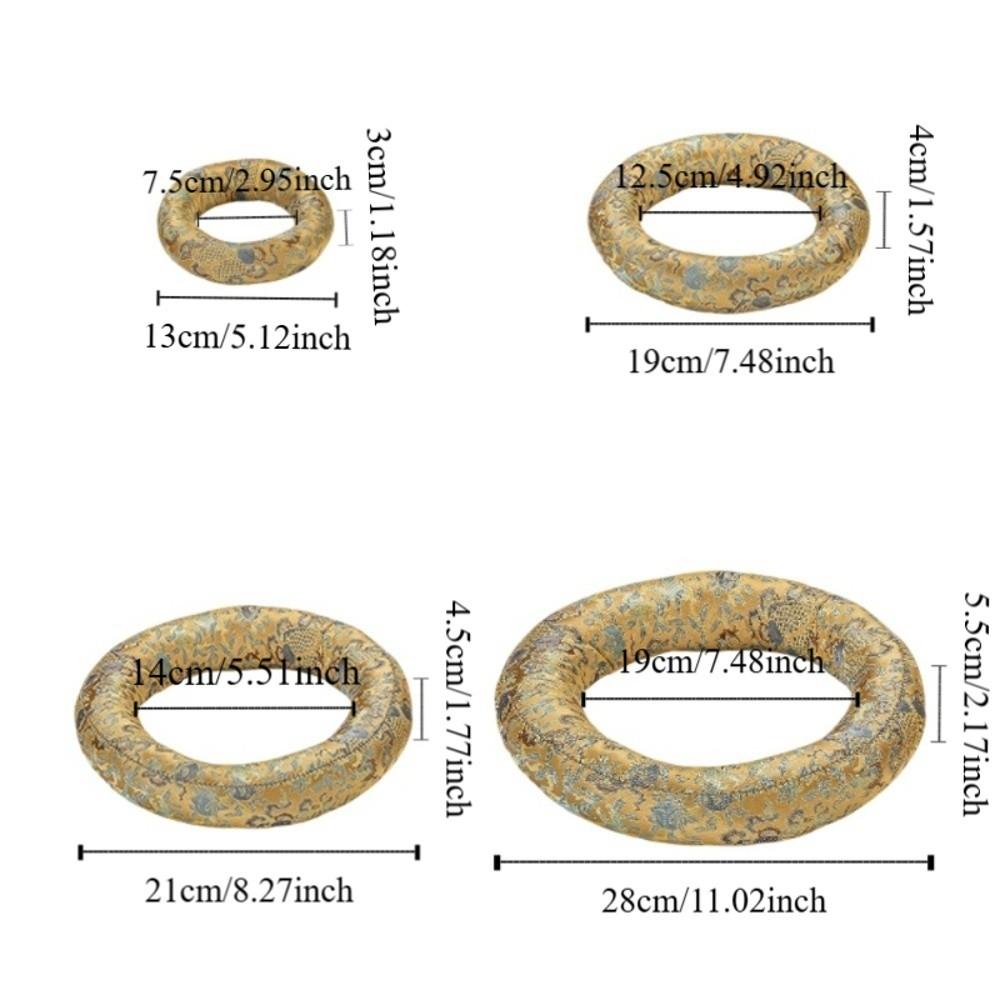 Donut Shape Singing Bowl Mat Nepalese Wooden Fish Coaster Sound Copper Out Mat  Meditation